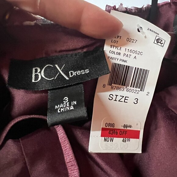 Bcx Juniors Sweetheart-Neck Fit & Flare Floral Dress Sz 3 Party Pink - Picture 8 of 9